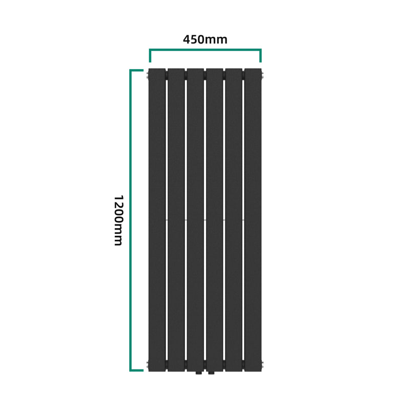 Szkic wymiarowy Grzejnik dekoracyjny Nore czarny 120x45cm dwuwarstwowy 1140W [neu.haus]