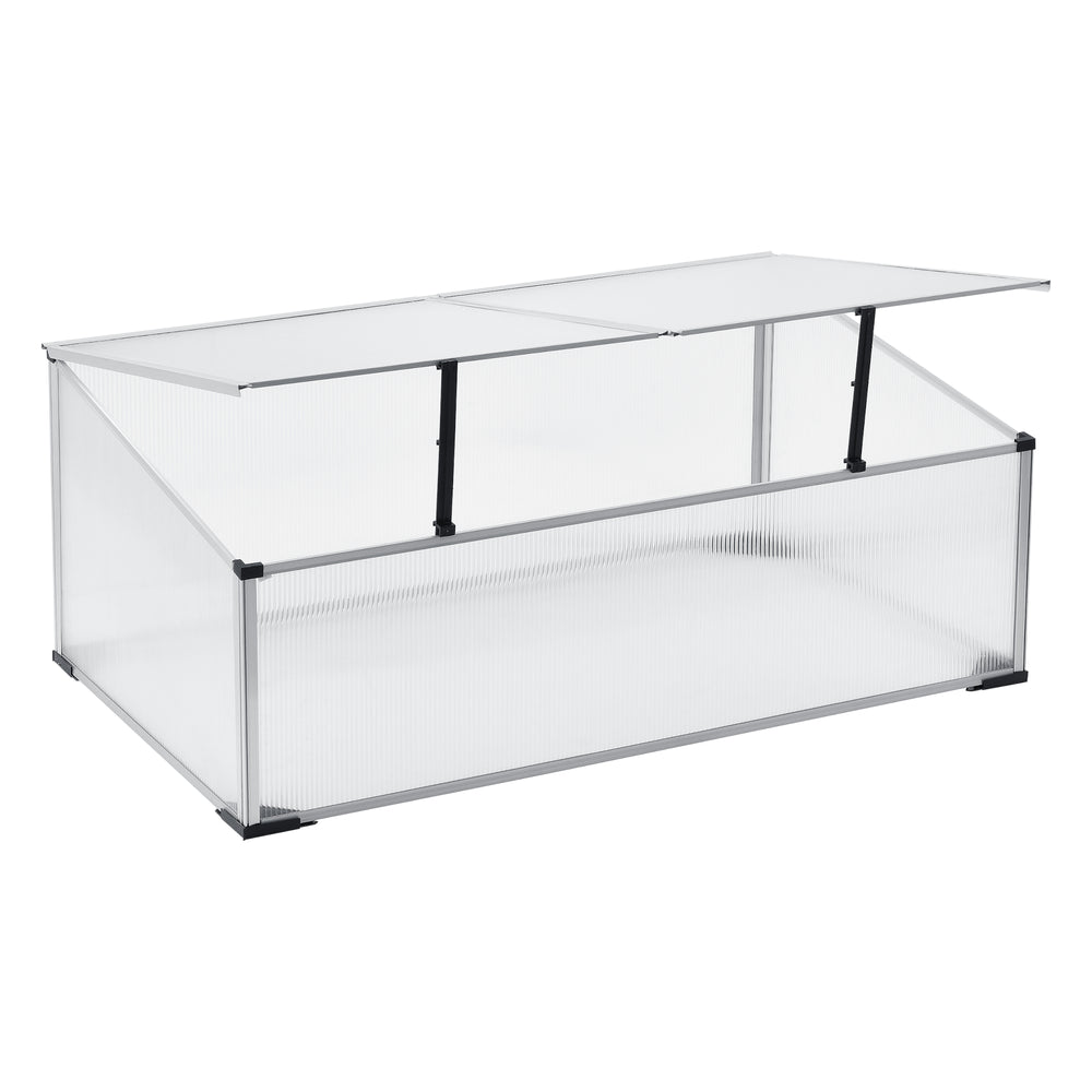 Rama chłodnicza Hoorn z dachem podzielonym na dwie sekcje 100x60x40 cm aluminium poliwęglan en.casa