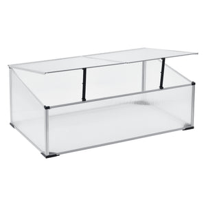 Rama chłodnicza Hoorn z dachem podzielonym na dwie sekcje 100x60x40 cm aluminium poliwęglan en.casa