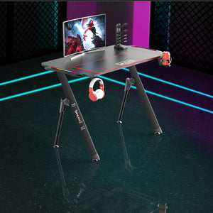 Stół gamingowy Stockton z oświetleniem LED RGB czarny w różnych rozmiarach rozmiary [pro.tec]