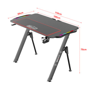 Stół gamingowy Stockton z oświetleniem LED RGB czarny w różnych rozmiarach rozmiary [pro.tec]
