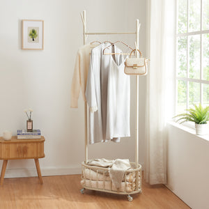 Stojak na ubrania na kółkach Risør stalowy biały [en.casa]