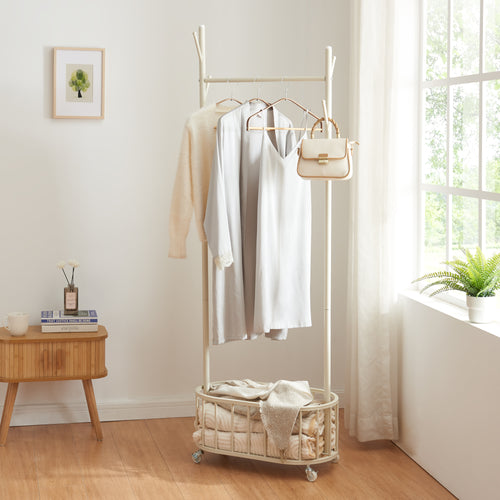 Stojak na ubrania na kółkach Risør stalowy biały [en.casa]