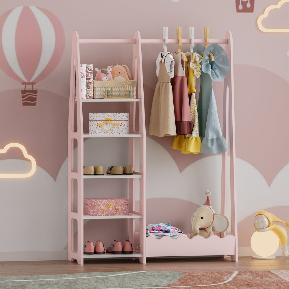 Kindergarderobe Vestnes 114x77x30 cm Cotton Candy/Weiß [en.casa] - premiumXL