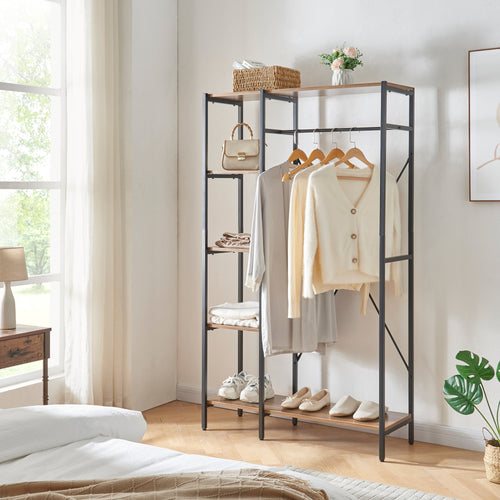 Garderobenständer Hvidovre 170x100x35 cm Schwarz/Holzfarben [en.casa] - premiumXL