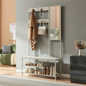 Wieszak Napinerg z lustrem i półką na buty 185x98x34 cm [en.casa]