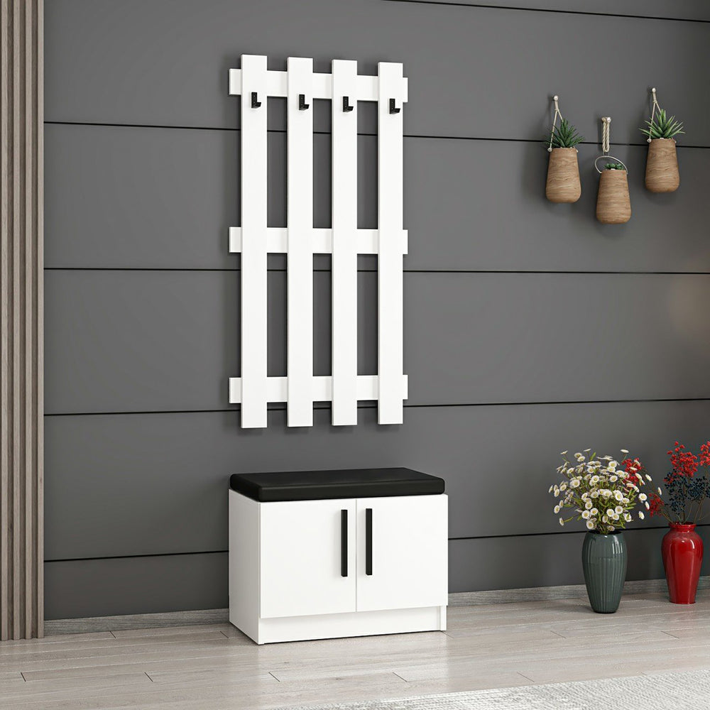 Panel do szafy z ławką na buty Farum White [en.casa]