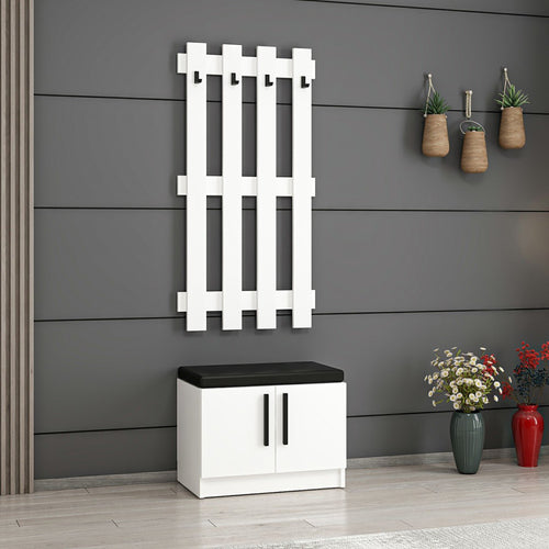 Panel do szafy z ławką na buty Farum White [en.casa]