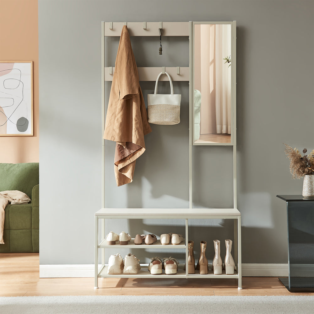 Wieszak Napinerg z lustrem i półką na buty 185x98x34 cm [en.casa]