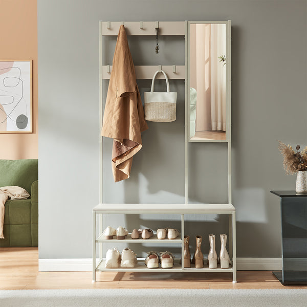 Wieszak Napinerg z lustrem i półką na buty 185x98x34 cm [en.casa]