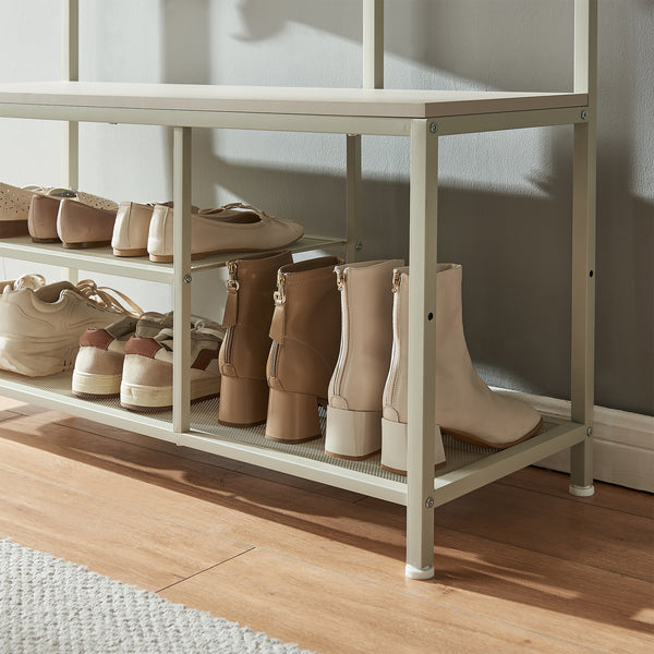 Wieszak Napinerg z lustrem i półką na buty 185x98x34 cm [en.casa]