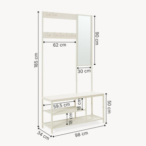 Wieszak Napinerg z lustrem i półką na buty 185x98x34 cm [en.casa]