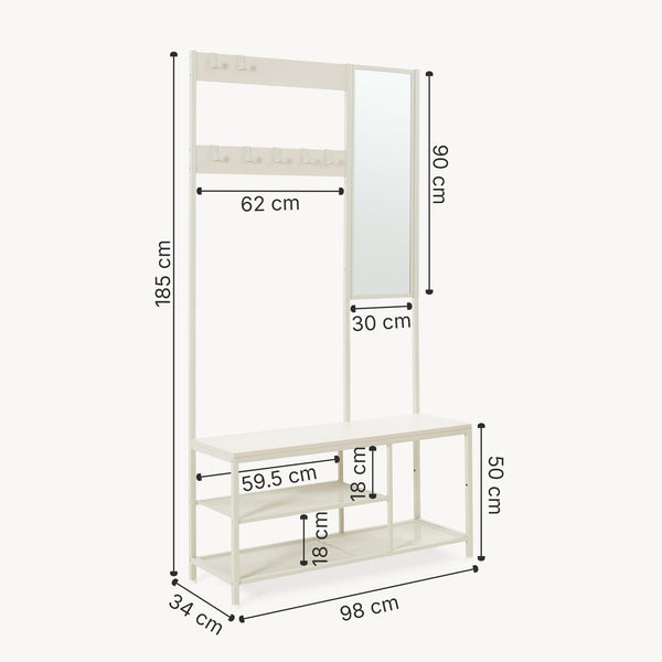 Wieszak Napinerg z lustrem i półką na buty 185x98x34 cm [en.casa]