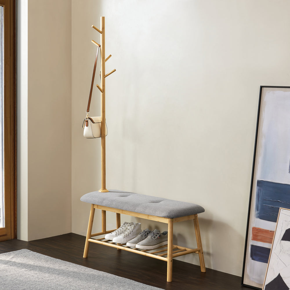 Ławka do szafy Bygland wykonana z bambusa 90x34x165cm [en.casa]