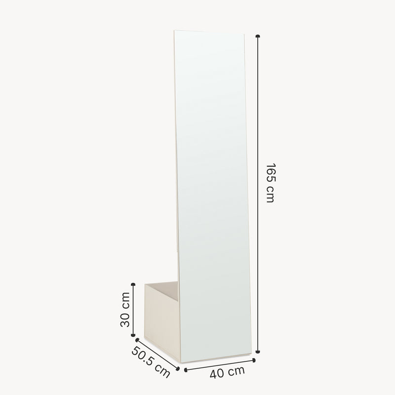 Szkic wymiarowy Lustro do garderoby 2-w-1 Saden 165x40x51 cm [en.casa]