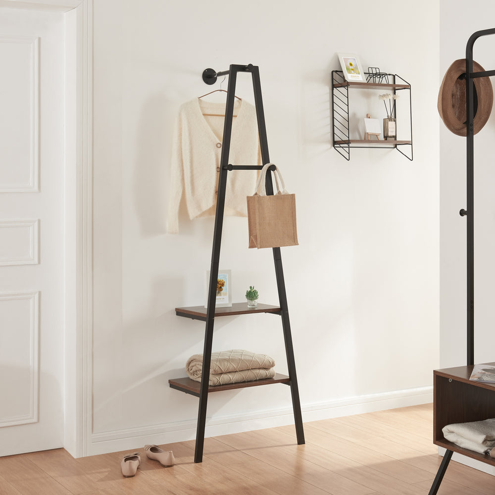 Wieszak ścienny Bjørnafjorden stal czarny / wygląd orzecha [en.casa]