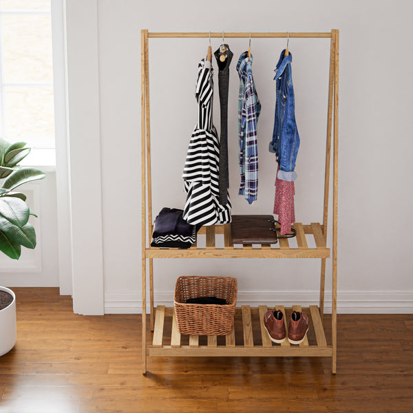 Wieszak Ledøje z 2 półkami z drewna sosnowego w różnych rozmiarach. rozmiary [en.casa]