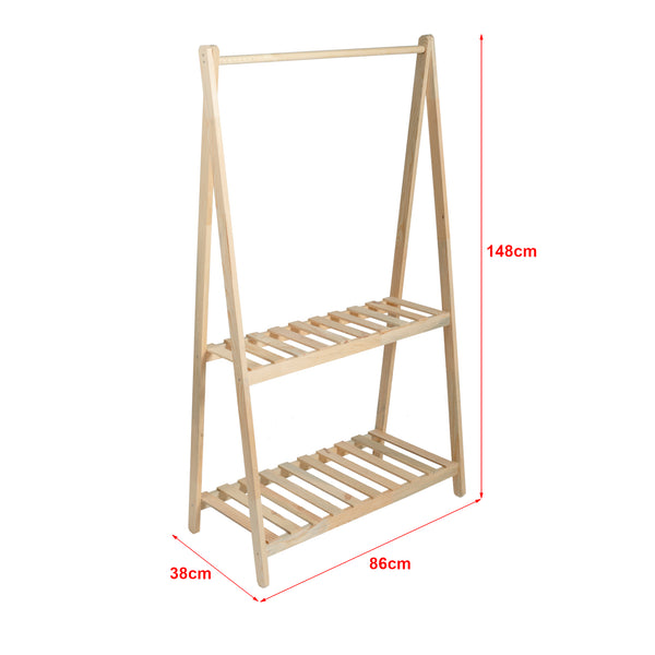 Wieszak Ledøje z 2 półkami z drewna sosnowego w różnych rozmiarach. rozmiary [en.casa]