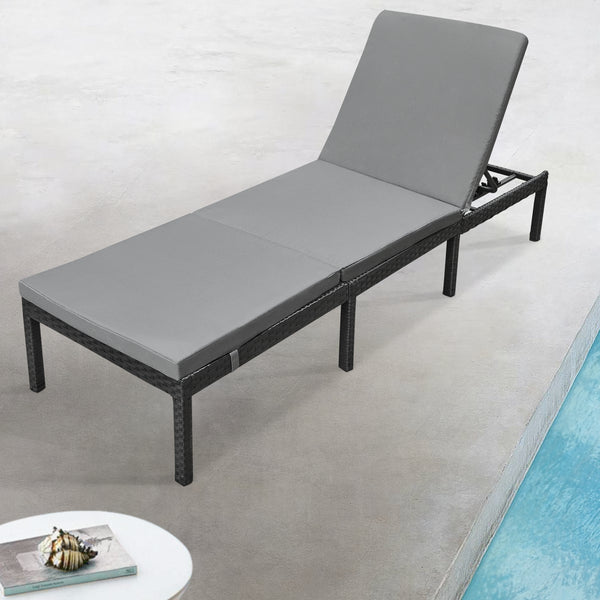 Leżak ogrodowy Cartes z regulowanym oparciem Polirattan różne kolory en.casa