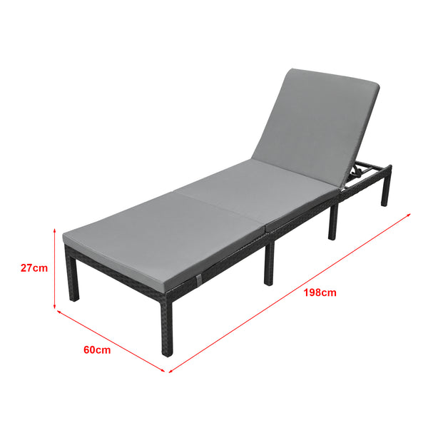 Leżak ogrodowy Cartes z regulowanym oparciem Polirattan różne kolory en.casa