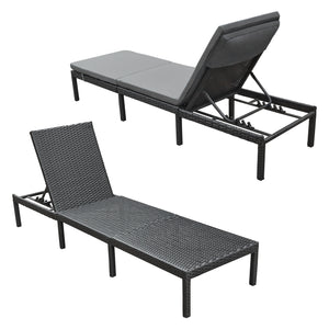 Leżak ogrodowy Cartes z regulowanym oparciem Polirattan różne kolory en.casa