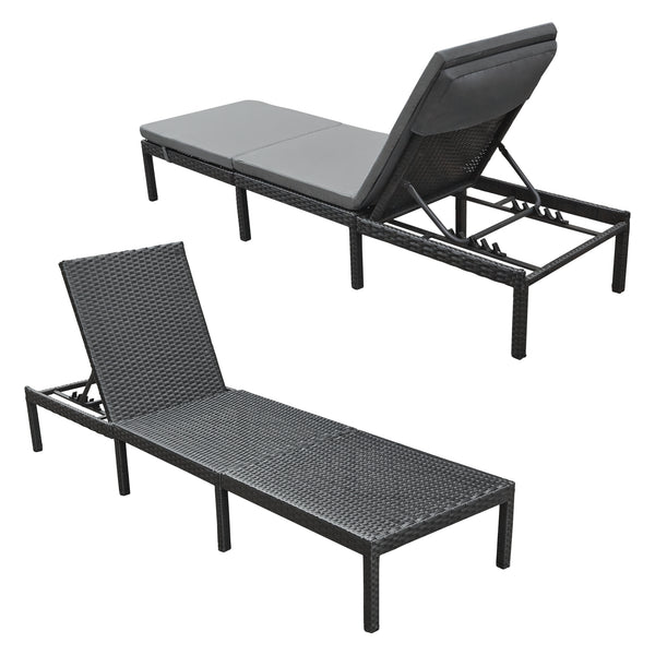 Leżak ogrodowy Cartes z regulowanym oparciem Polirattan różne kolory en.casa