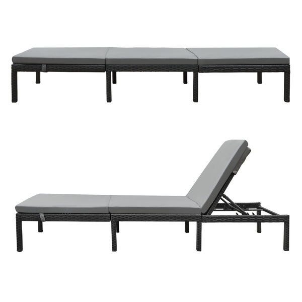 Leżak ogrodowy Cartes z regulowanym oparciem Polirattan różne kolory en.casa