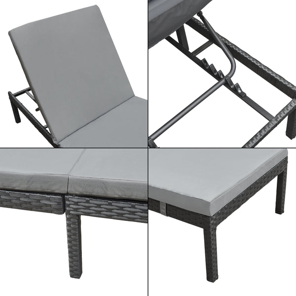 Leżak ogrodowy Cartes z regulowanym oparciem Polirattan różne kolory en.casa