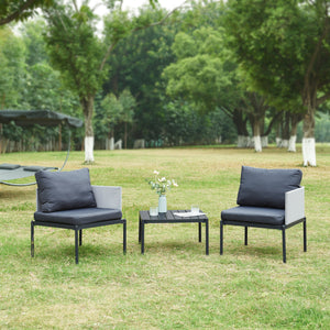 Gartenmöbelset Accettura 3 - tlg. Aluminium Grau [casa.pro] - premiumXL