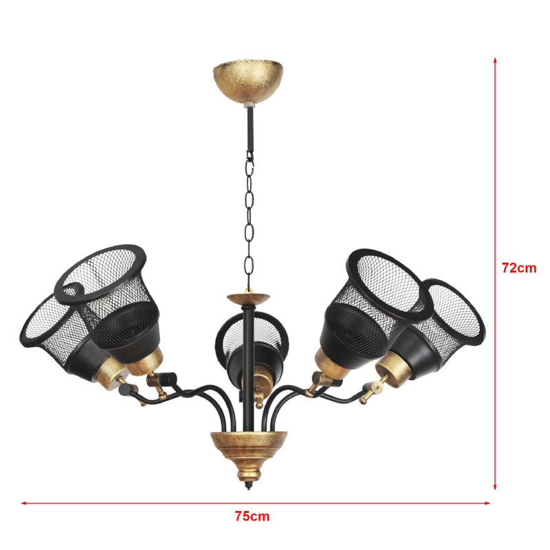 Szkic wymiarowy Lampa wisząca Langport 3/5-light czarny / złoty [lux.pro]