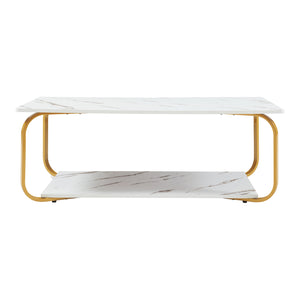 Stolik kawowy Kolta 120x60x43 cm marmurowy wygląd [en.casa]