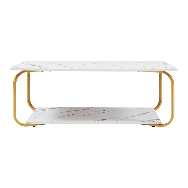 Stolik kawowy Kolta 120x60x43 cm marmurowy wygląd [en.casa]