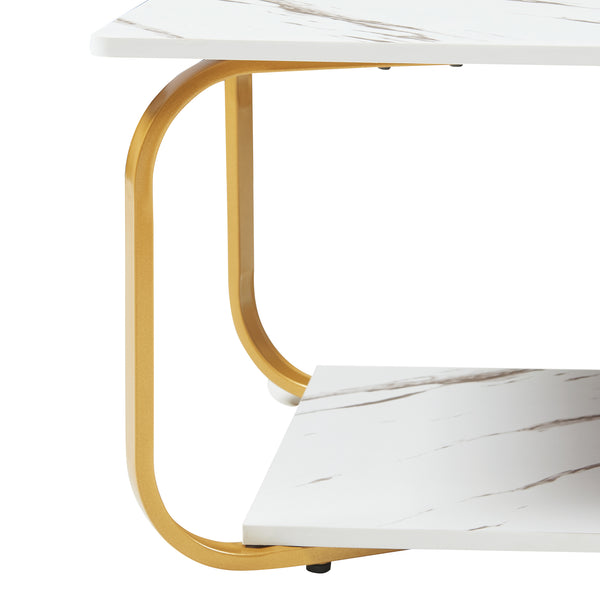 Stolik kawowy Kolta 120x60x43 cm marmurowy wygląd [en.casa]