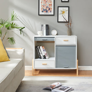 Kredens Kvaefjord z drzwiczkami biały/szary [en.casa]