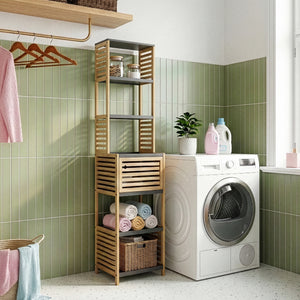 Regał łazienkowy Kydesby bambus naturalny/szary [en.casa]