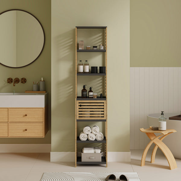 Regał łazienkowy Kydesby bambus naturalny/szary [en.casa]