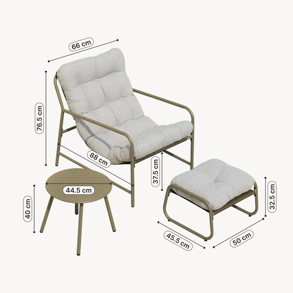 Zestaw mebli ogrodowych Trerdfjoa 3-częściowy [en.casa]