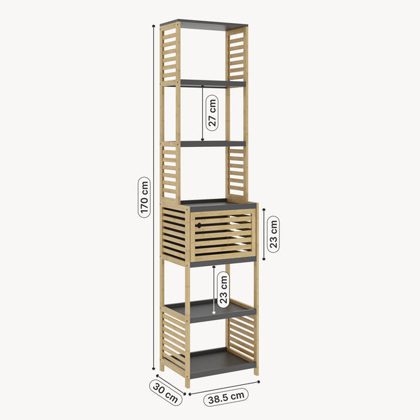 Regał łazienkowy Kydesby bambus naturalny/szary [en.casa]