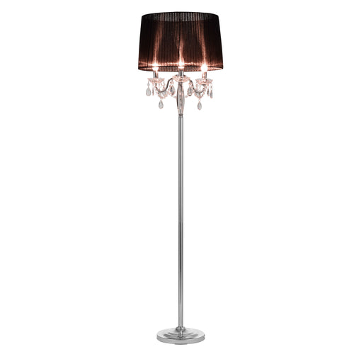 [lux.pro]® Lampa stojąca - Noble Black 3 x E 14 - 40W - czarna/chrom