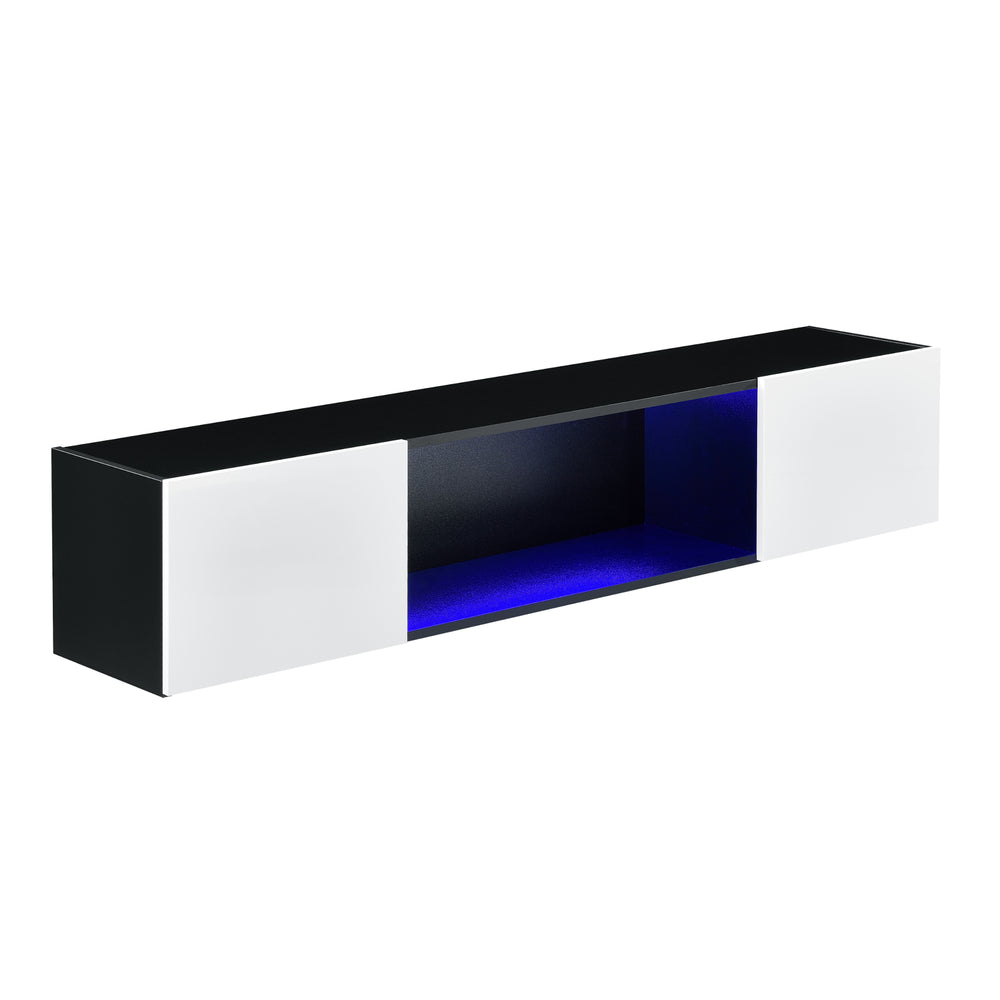 Szafka wisząca Thabong 150x30x30 cm z oświetleniem LED czarna/biała en.casa - premiumXL