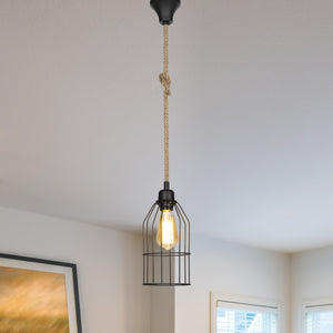 Lampa wisząca Ashford 24x14 cm 1-światło czarny/jutowy [lux.pro]