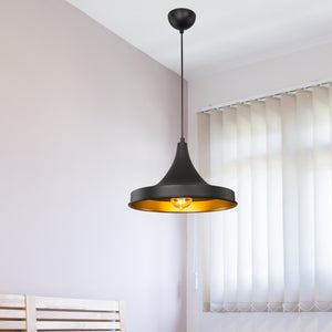 Lampa wisząca Bamber Bridge 22,5 x 32,5 cm 1-światło czarny / kolor mosiądzu [lux.pro]