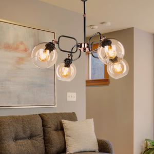 Lampa wisząca Crawley 4xE27 metal szkło czarna / miedziana [lux.pro] - premiumXL