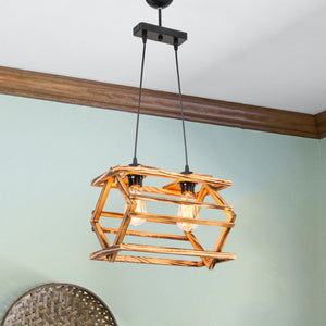 Kettering lampa wisząca z litego drewna 2xE27 / 3xE27 czarny / wygląd drewna w różnych rozmiarach [lux.pro]