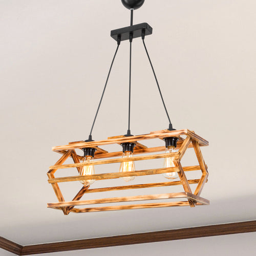 Kettering lampa wisząca z litego drewna 2xE27 / 3xE27 czarny / wygląd drewna w różnych rozmiarach [lux.pro]