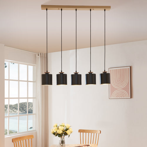 Hängeleuchte Posdand 130x90x14 cm Holz/Schwarz [lux.pro] - premiumXL