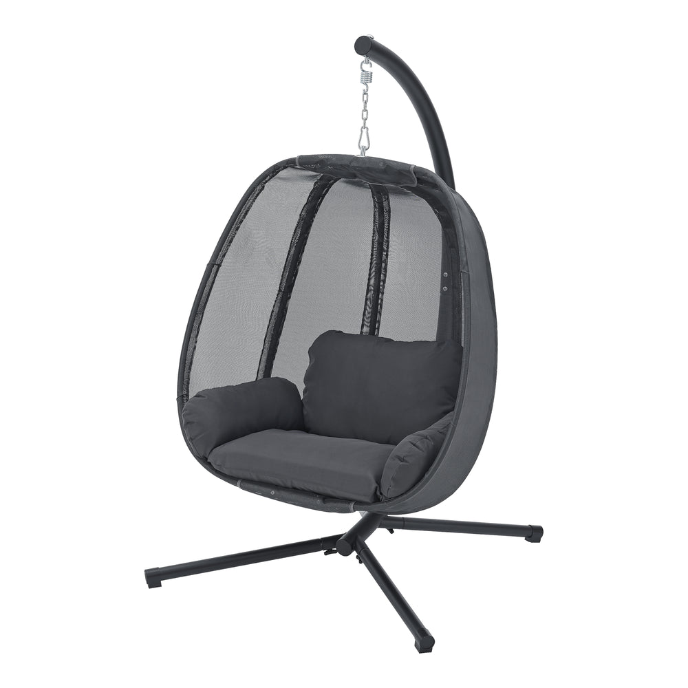 Fotel wiszący Abegondo ze stelażem i poduszką max. 120 kg [en.casa] - premiumXL