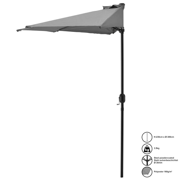 Półparasol Eger Ø300 Półokrągły w różnych kolorach kolory [casa.pro]