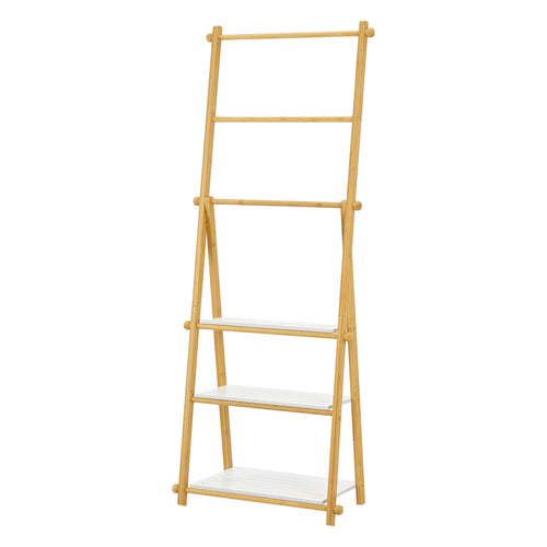 Bambusowa półka łazienkowa Lapinjärvi z drążkami na ręczniki [en.casa]