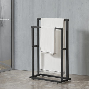 Handtuchhalter mit 2 Stangen 78 x 48 x 24 cm Schwarz [en.casa] - premiumXL